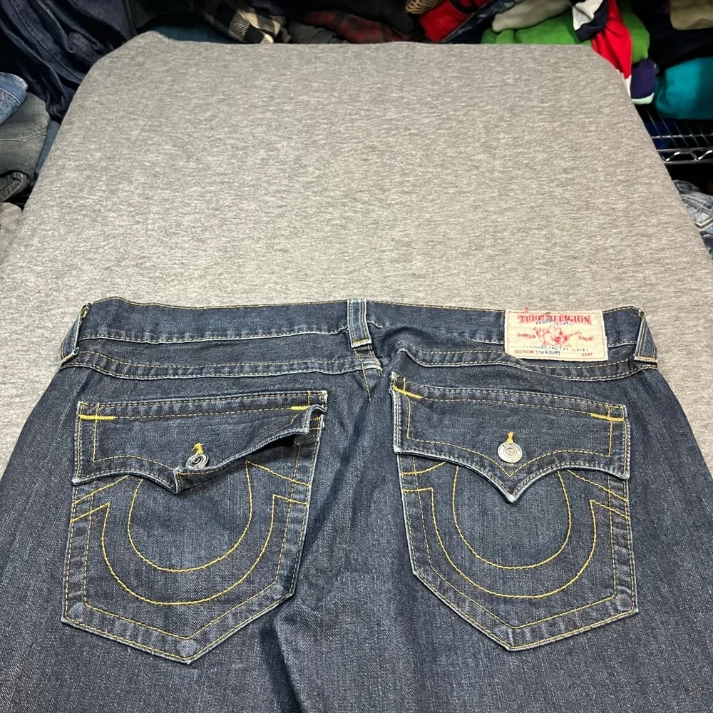 True Religion Ricky Straight Jeans 40x33 Dark Wash Baggy Y2K Chief Keef Mens